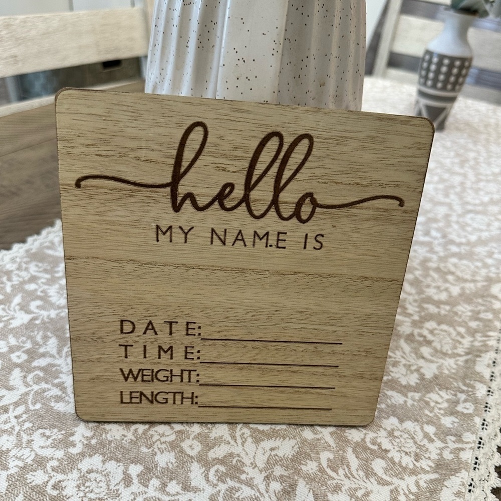 Newborn Baby Announcement wooden sign